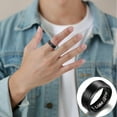 thumbnail image 1 of Clearance Rings for Women Mens Wedding Band in Titanium 8MM Black Plated Ring - Engraved I Love You, 1 of 5