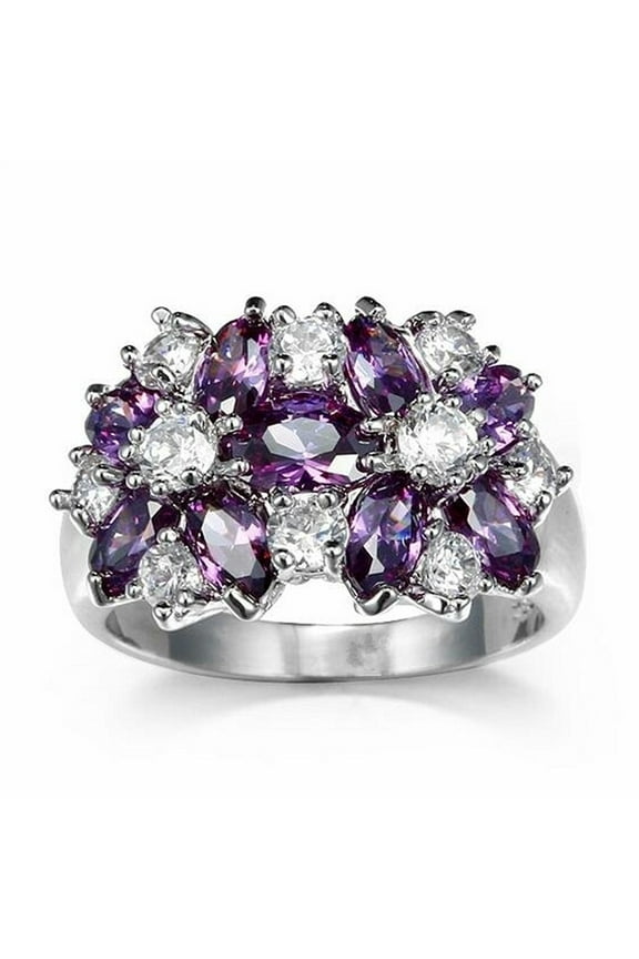 Clearance Rings for Women Women's 925 Silver Plated Inlaid Zircon Gem Ring