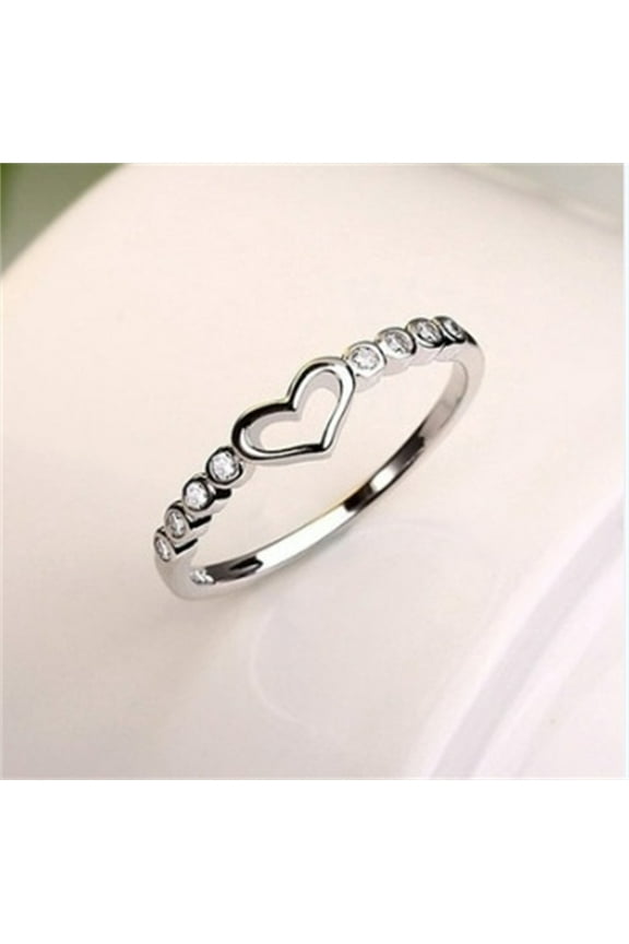 Clearance Rings for Women Womens 925 Sterling Silver Blue Sapphire Ring CZ Gemstone Heart Ring