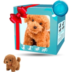 Robot Dog Plush Toy Puppy Electronic Interactive Dog - Walking, Barking,Tail Wagging,Realistic Robot Puppy,Stretching Companion Animal for Kids Toddlers,Brown (Ages 3-6)