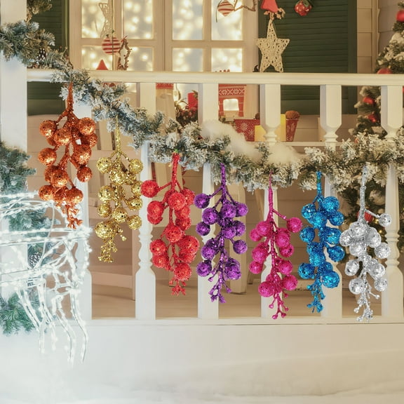 Clearance! 3 Pack Christmas Glitter Berries Stems Clearance, 7.9 Inch Artificial Christmas Picks for Christmas Tree Ornaments, DIY Xmas Wreath, Crafts, Holiday and Home Decor