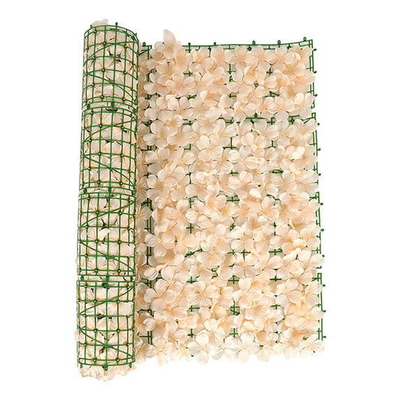 Beige Flower Garden Fence Vine Privacy Fence Wall Screen Hedge,Screen Artificial Flowers Plastic Garden,1 Artificial Fence,Protective Cover,Romantic Floral Backdrop Hedge Wedding Party Background