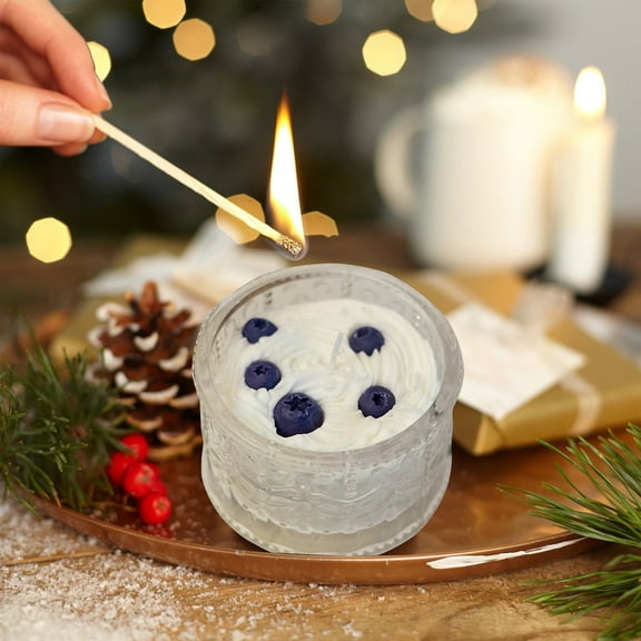 Clearance!Romantic Blueberry Cake Aromatherapy Candles, Organic Hot Oil Massage Candle for Couples, Home Scented Body Relaxing SPA Candles Luxury Gift Set Pack ,Blueberry Cake 4.3inches