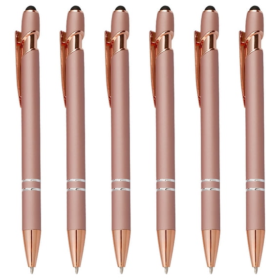 Rose Gold Push-Button Aluminum Ballpoint Pen (6Pcs)