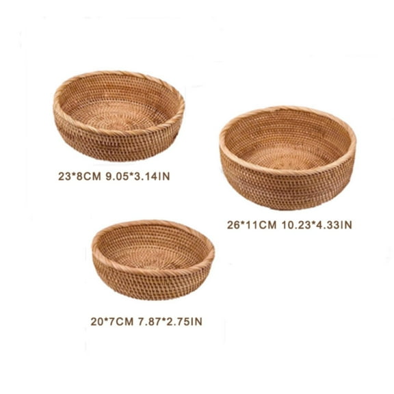 Clearance! Round Keys Basket Bowl for Entryway Hand Woven Wicker Storage Basket Rattan Decorative Basket Fruit Candy Cake Food Serving Basket Tray for Keys Wallet Cell Phone and More