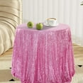 thumbnail image 1 of Clearance! Round Sequin Tablecloth Sparkly Glitter Table Linens Embroidery Table Cover for Wedding Party Banquet Dessert Table Decor Rose Gold 120CM Pink, 1 of 6