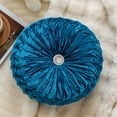 thumbnail image 1 of Clearance! Round Throw Pillow Velvet Home Decoration Pleated Round Pillow Cushion for Couch Chair Bed Car 13.7x13.7inches Blue, 1 of 6