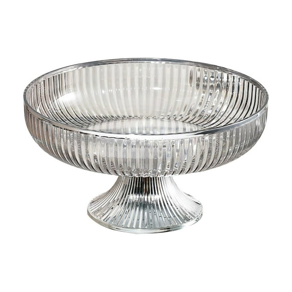 Clearance! Round Transparent Fruit Plate, Dienrx Pedestal Fruit Bowl Kitchen Countertop Bowls with Base Elegant Bowl Snacks Fruit Basket Bowl Fruit Basket for Farmhouse Centerpiece Amber Argent Edge