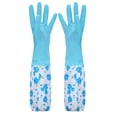 thumbnail image 1 of Rubber Cleaning Household Flock Gloves Latex Cuff Water Proof Medium Dishwashing Gloves Long Kitchen Dining & Bar, 1 Pair Of Sleeve Covers, 1 of 5