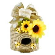 Clearance Rustic Beehive Decoration, Handmade Twine Beehive Ornament, Farmhouse Honeybee Decor, Spring & Summer Tiered Tray Decor, Country Kitchen Table Centerpiece, Outdoor Garden Patio Decor, 1 Pack