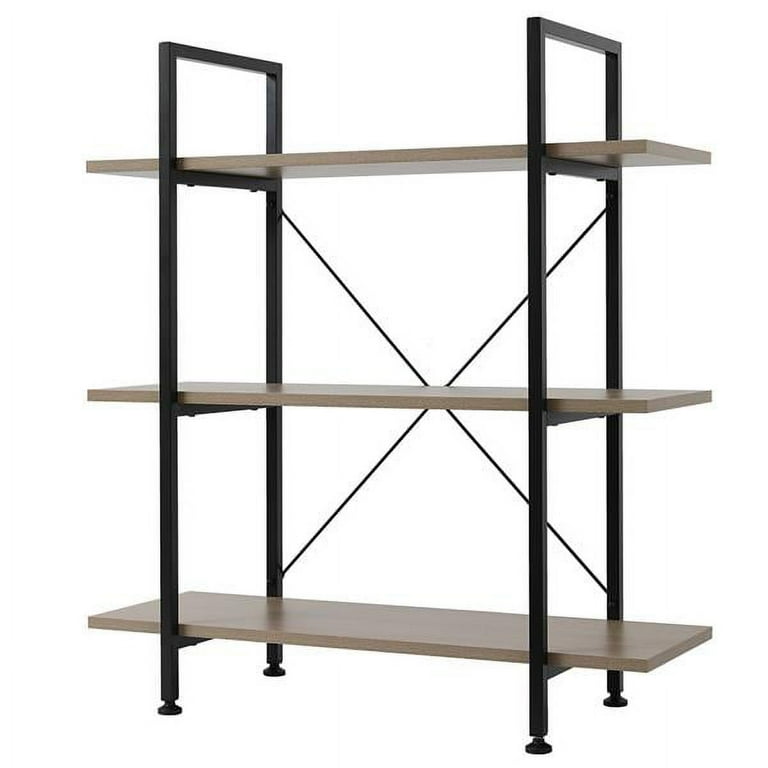 Clearance SALE 3 Tier Vintage Industrial Book Shelf Rustic Wood and Metal Bookcase and Bookshelves Free Standing Storage Small Bookshelf for Living