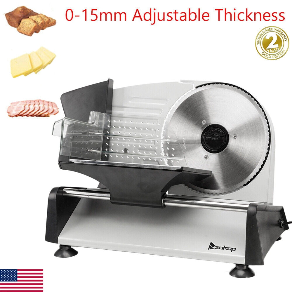Zenstyle Commercial Meat Slicer 150W Deli Cheese Food Bread Kitchen 7.5' Blade for Home in Silver