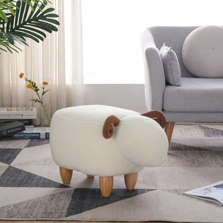 Small Footstool Ottoman,Velvet Soft Footrest Ottoman With Wood Legs,Sofa  Footrest Extra Seating For Living Room Entryway Office