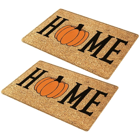 SDJMa 2 Pack Halloween Front Doormat for Entrance Way Outdoor and Indoor, Holiday Pumpkin Bat Durable Home Floor Mats , Non Slip Rubber Backing Decorative Absorbent Rug, 17 x 25 Inch