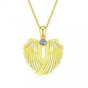 SDJMA Angel Wings Necklace 925 Sterling Silver Guardian Angel Wings Pendant Birthstone Necklace for Women Jewelry Gifts