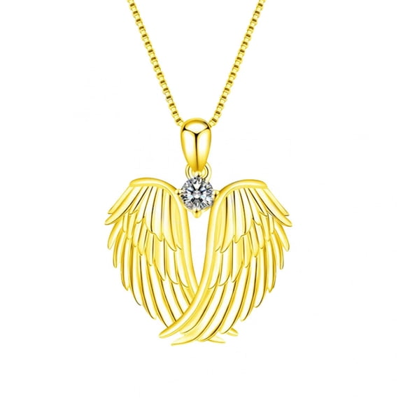 Clearance! EQWLJWE Angel Wings Necklace 925 Sterling Silver Guardian Angel Wings Pendant Birthstone Necklace for Women Jewelry Gifts