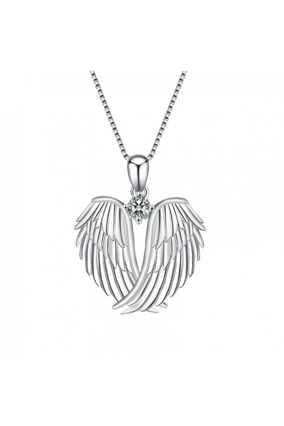 Angel Wings Necklace 925 Sterling Silver Guardian Angel Wings Pendant Birthstone Necklace for Women Jewelry Gifts