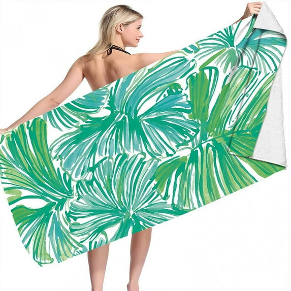 SDJMa Beach Towel Oversized,Super Absorbent Sand Free Thick Microfiber Beach Towel ,Cute Tropical Palm Leaf Beach Towels 30”x60”for Kids,Men,Women,Girls,Boys
