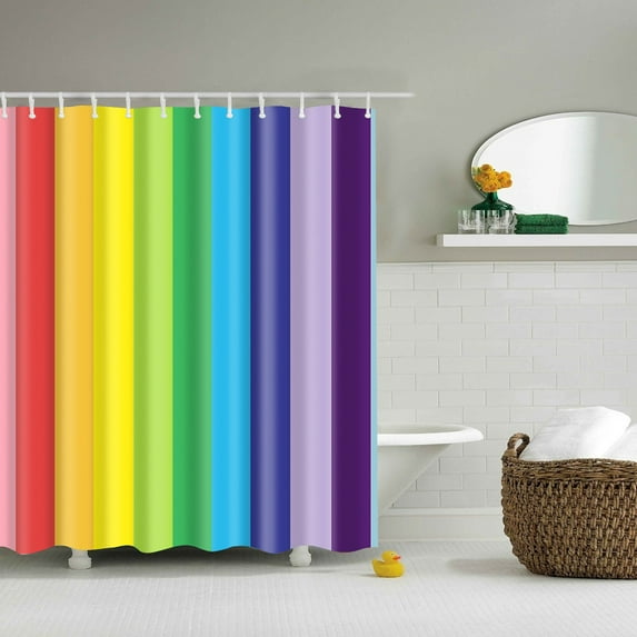 SDJMa Colorful Shower Curtain Rainbow Stripe Bath Curtains Decor (72W x 72L)