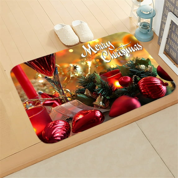 SDJMa Front Door Mat Welcome Doormat- Christmas Tree Hanging Pattern Print Entrance Mat Low-Profile Floor Mat for Indoor/Outdoor/Home/Office, 16 x 24
