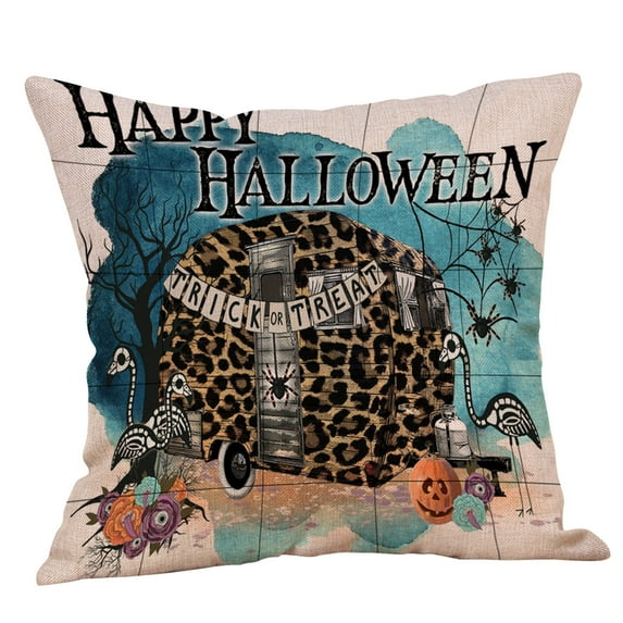 Clearance! SDJMa Halloween Pillow Covers 18x18 Trick or Treat Pillow Covers Happy Halloween Linen Sofa Bed Throw Cushion Cover Decoration