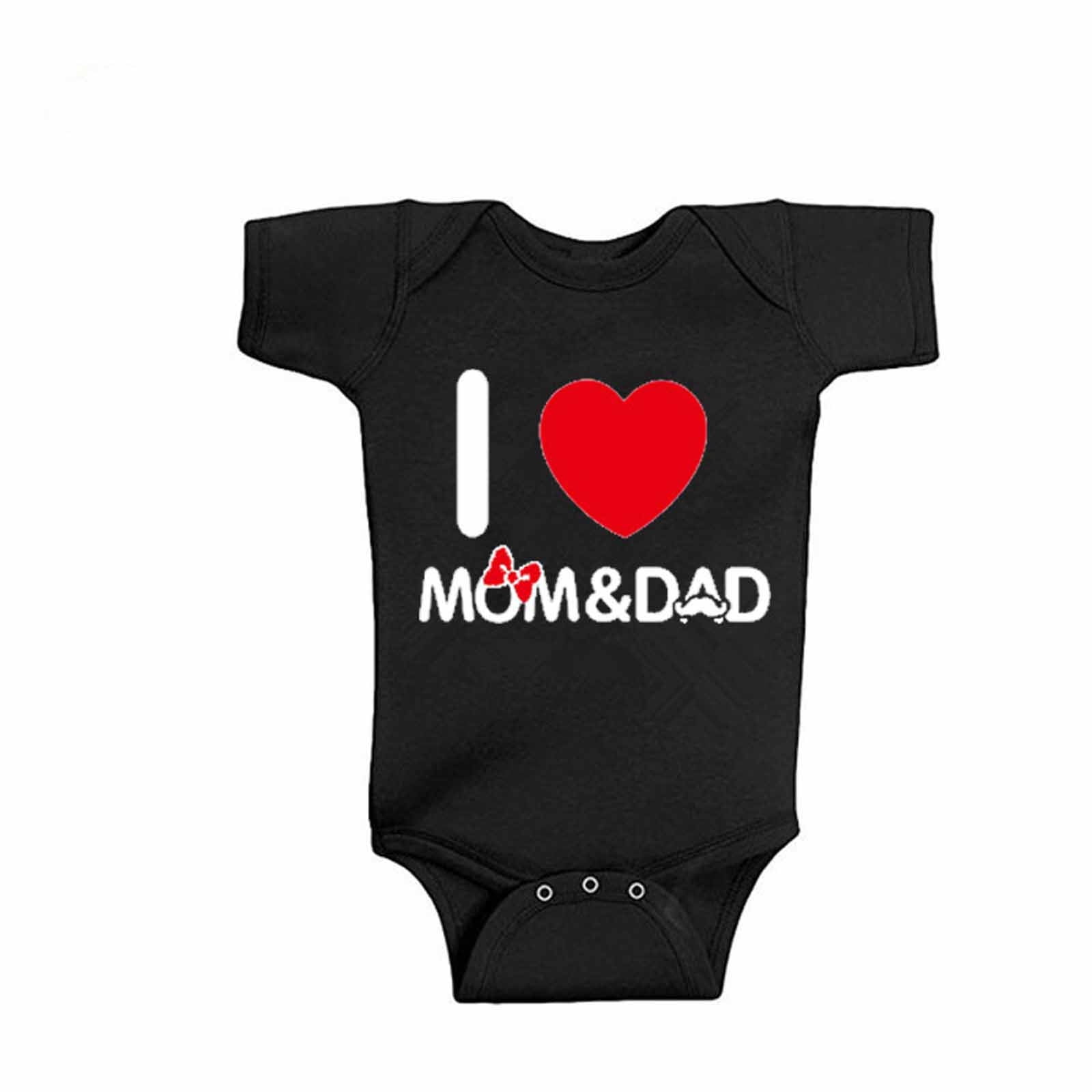 Clearance! SDJMa I Love Mom & Dad Baby Boys Girls Bodysuit Infant Short