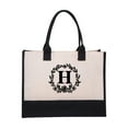 thumbnail image 1 of Clearance!SDJMa Initial Printed Canvas Tote Bag, Personalized Shoulder Handbag with Inner Zipper Pocket, Open Beach Bag for Vacation, Present Bag for Wedding, Birthday, Holiday, 1 of 8