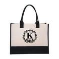 thumbnail image 1 of Clearance!SDJMa Initial Printed Canvas Tote Bag, Personalized Shoulder Handbag with Inner Zipper Pocket, Open Beach Bag for Vacation, Present Bag for Wedding, Birthday, Holiday, 1 of 9