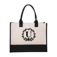 thumbnail image 1 of SDJMa Initial Printed Canvas Tote Bag, Personalized Shoulder Handbag with Inner Zipper Pocket, Open Beach Bag for Vacation, Present Bag for Wedding, Birthday, Holiday, 1 of 9