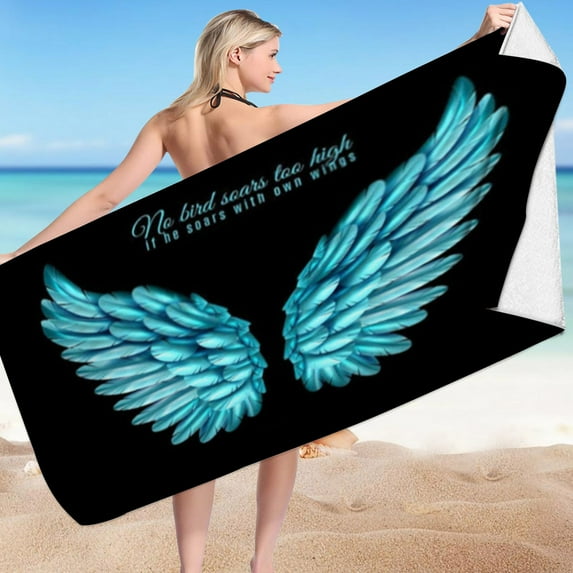 Clearance!SDJMa Microfiber Angel Wings Print Beach Towels, 35"x70" Oversized Bohemian Beach Towel, Sand Free Quick Dry Bath Towel, Super Absorbent Bathroom Towel for Men, Women, Travel, Swim