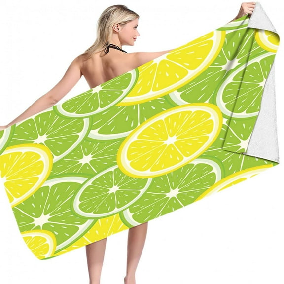 SDJMa Microfiber Beach Towels Lemon Oversize Beach Blanket Towel 30 x 60 Inch Portable Absorbent Beach Soft Water Absorbent Beach Throw Towel for Adults Girls Women Kids
