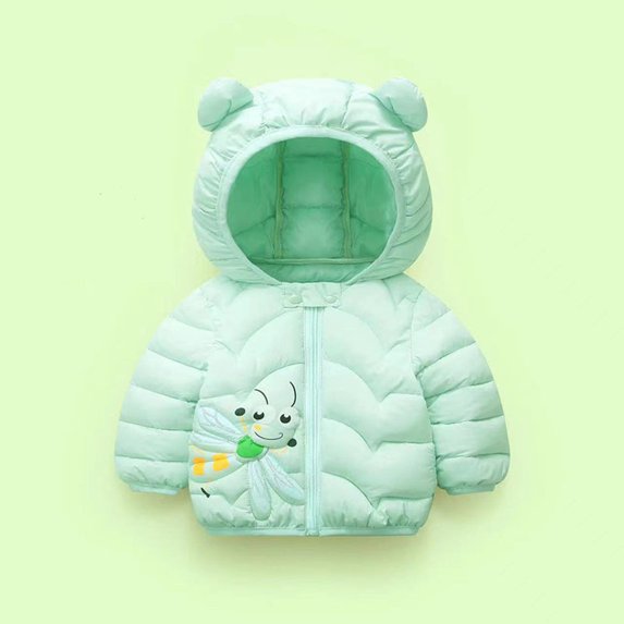 Clearance! SDJMa Toddler Baby Girls Coat Cute Cartoon Dragonfly Windproof Jacket Puffer Jacket Warm Padded Jacket Bear Ears Hooded Coat Kids Fall Winter Clothes