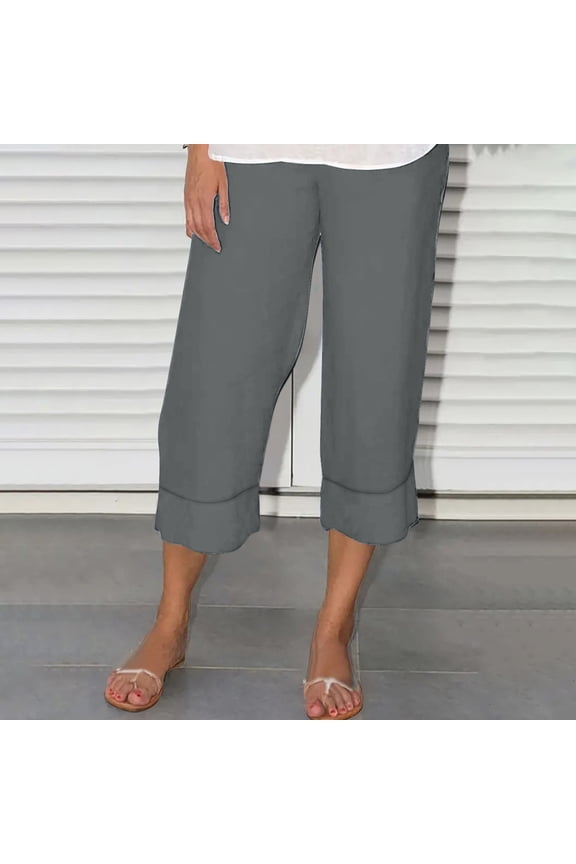 Cropped Chinos Casual Pants Mid 100%Polyester Womens Pants Pants Regular Loose Flowy Plus Size Pants for Women for Ladies Womens Pants