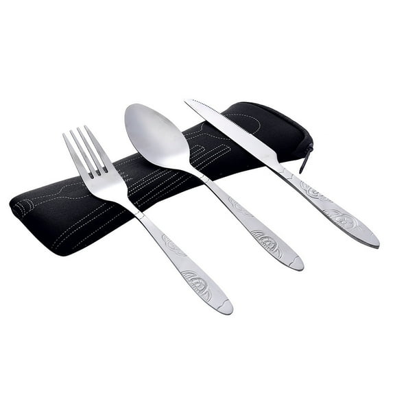 Clearance! SLMOTUAE 3Pcs Stainless Steel Fork Spoon Tableware Travel Camping Cutlery Dinnerware