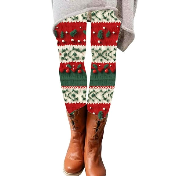 SNOWSONG Christmas Leggings for Women, Plus Size Leggings Women High Waisted Workout Pants Tummy Santa Print Holiday Legging Tights, Womens Leggings, Tummy Control Leggings Dark Blue M