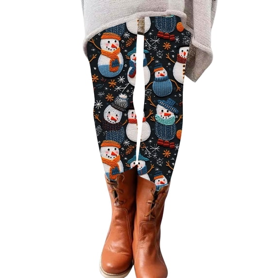 SNOWSONG Christmas Leggings for Women, Plus Size Leggings Women High Waisted Workout Pants Tummy Santa Print Holiday Legging Tights, Womens Leggings, Tummy Control Leggings Pink M