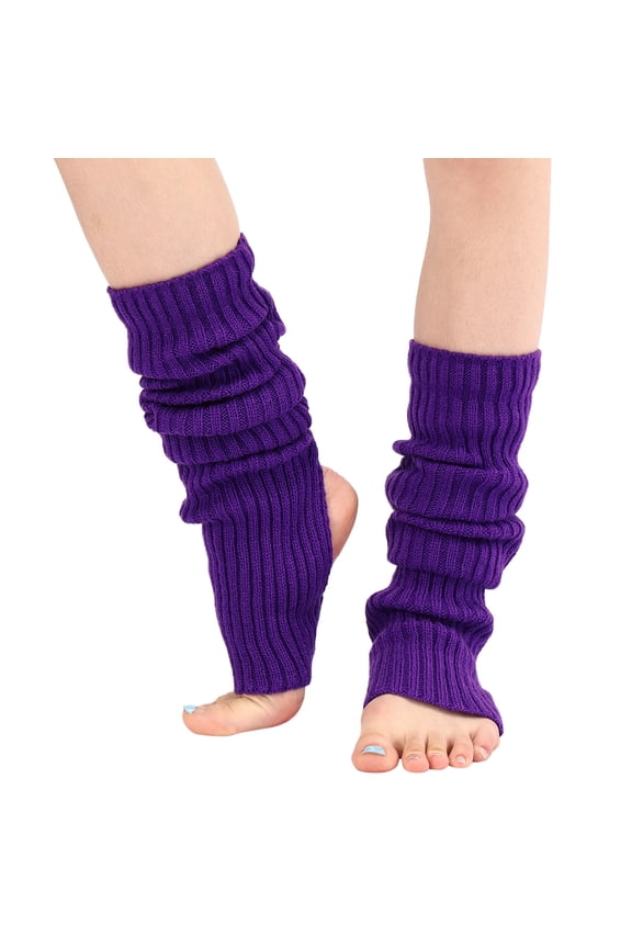 Leg Warmers for Women Winter, Plus Size Leg Warmers Unisex 80s Party Ribbed Knit Dance Sports Winter Socks, Leg Warmers Ballet 1 Pair of Foot Warmers Purple One Size