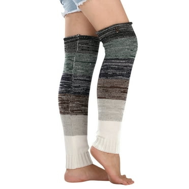 "Clearance" SNOWSONG Leg Warmers for Women Winter, Plus Size Leg Warmers Winter Striped Wool Warm Socks Womens Boot Covers Knee Protectors, Slouchy Leg Warmers 1 Pair of Foot Warmers Gray One Size