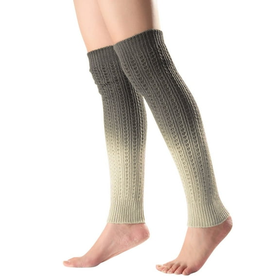 SNOWSONG Leg Warmers for Women Winter, Plus Size Leg Warmers Womens Leg Knitted Gradient Boot Socks Knee-length Wool Winter Socks, Slouchy Leg Warmers 1 Pair of Foot Warmers Gray One Size