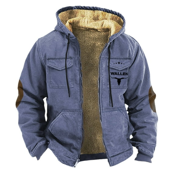 SNOWSONG Men's Sherpa Hoodie Jacket Fleece Lined Zip Up Warm Hoodies Sweatshirt Winter Zipper Sweater Hooded Coat, 1PC Cotton Jacket Purple L