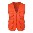 thumbnail image 1 of SNOWSONG Mid Length Jacket Men, Mens Multi Pockets Work Utility Vest Military Photo Safari Travel Vest Workwear Jacket, Mens Jackets Lightweight Casual Orange XL, 1 of 4