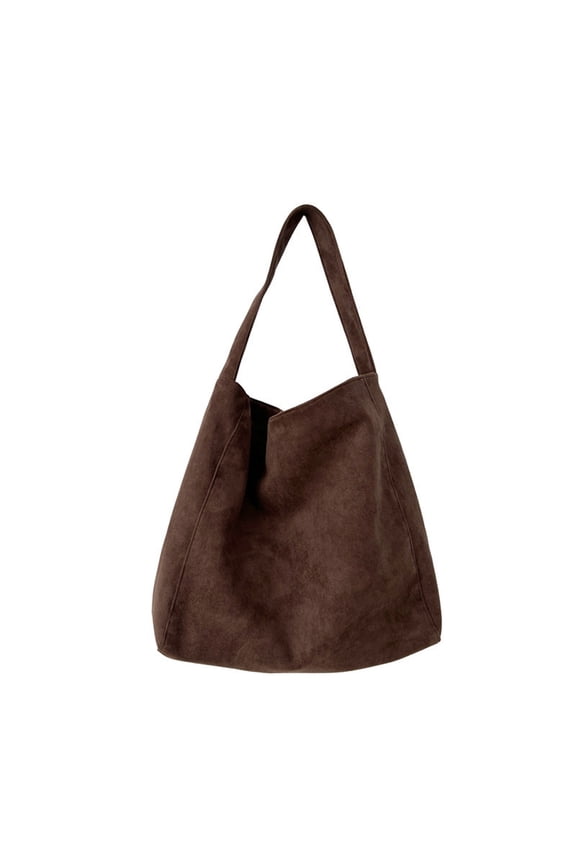 Suede Bags for Women, Suede Handbags Multifunctional Handbag Large Capacity Shoulder Ladies Handbag Crossbody Bag, Suede Tote Bag for Women 1X Satchel Brown One Size