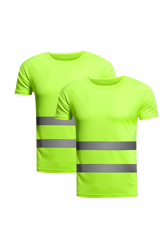 Clearance SSAAVKUY 2 Pack Safety Waistcoat Reflective Suit, High-Visibility Safety Vest Reflective Strip Polyester T-Shirt Reflective Shirts Green XXXL