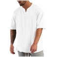 thumbnail image 1 of Clearance SSAAVKUY Men's Casual V-Neck T Shirts Plus Size Loose Short Sleeve Summer Basic Tee Fashion Solid Color Stylish Tops White XXL, 1 of 8