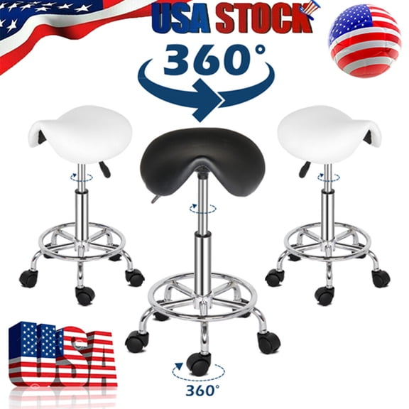 Clearance!Saddle Stool Ha Ha Feet Rotation Bar Stool White