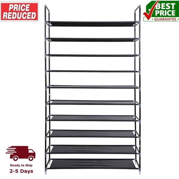 10 Tiers Tall Shoe Rack, Holds up to 30 Pairs, Sturdy Shoe Shelf Shoe Storage Organizer, Easy Assembled Free Standing Shoe Rack for Entryway, Closets,