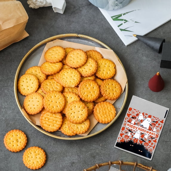 Clearance Sale | 100-Pack Halloween Self-Adhesive Cello Treat Bags with Pumpkin Pattern, Cookie and Candy Favor Bags