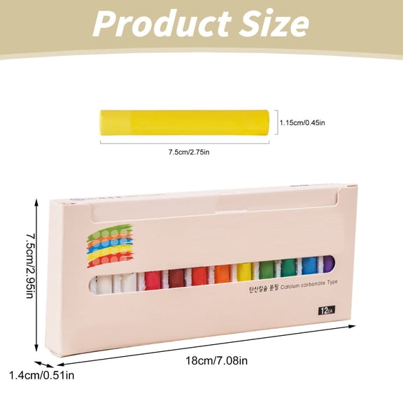 Clearance Sale! 1BOX Washable Chalk, 12-Color Assorted Dustless Chalk for Board & Drawing, Plastic for Home & Office, (One Size, Red)