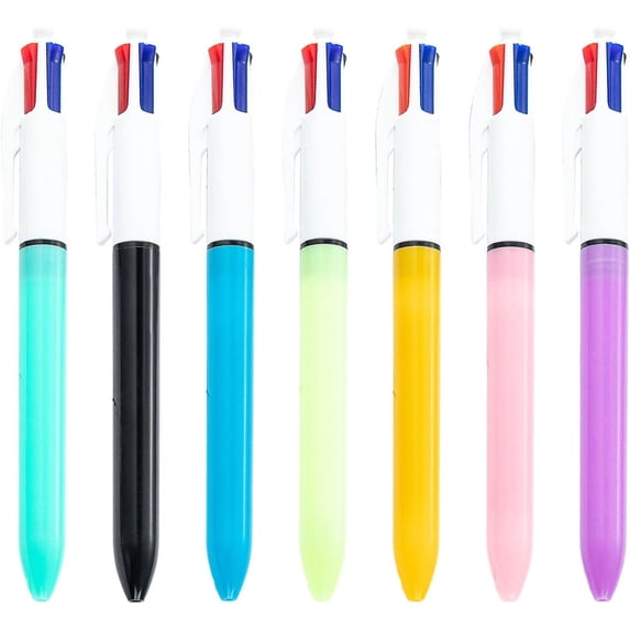 Clearance Sale! 1PC 4-in-1 Retractable Ballpoint Pen, 1.0mm Multi-Color Pen with 4 Ink Colors, Plastic for Office & Home, (One Size, Black)