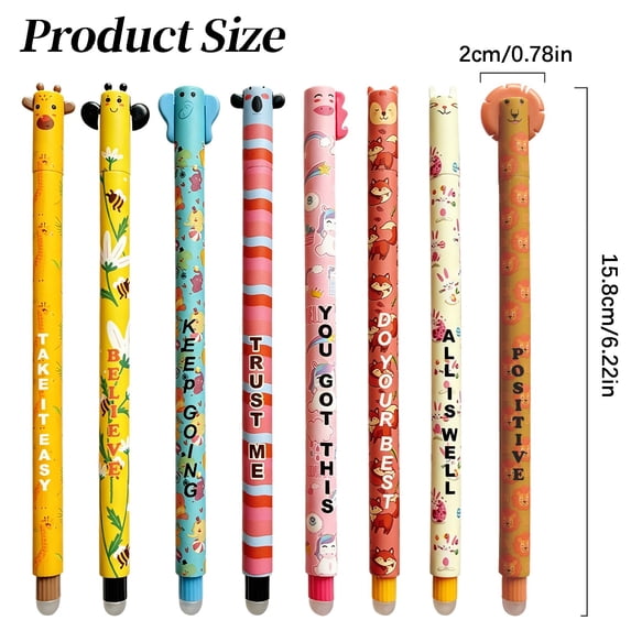 Clearance Sale! 1PC Animal Erasable Gel Pen, Thermal Ink Retractable Cute Lion Ballpoint Pen, Plastic, for Office & Home, (16cm, Lion)